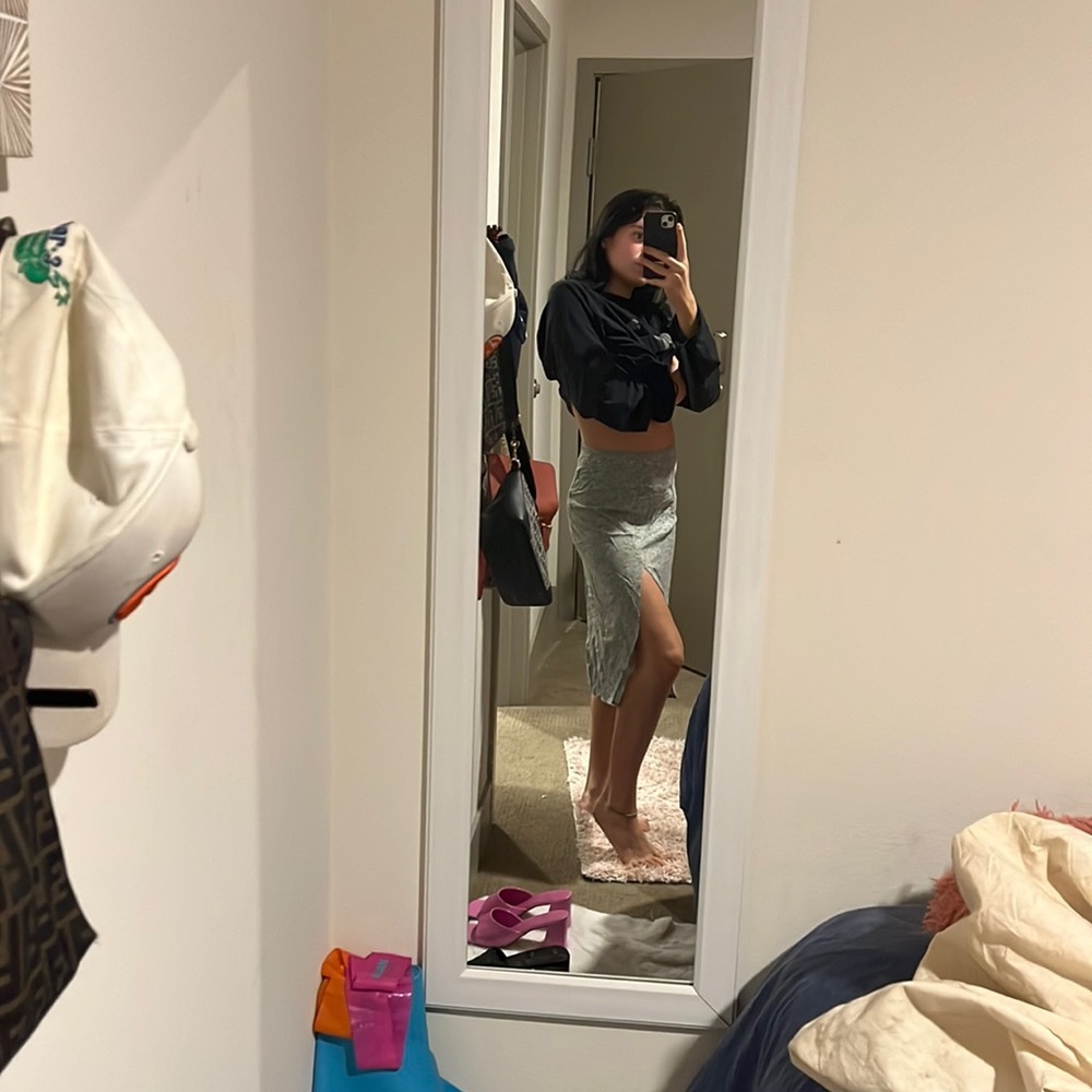 Light green floral midi skirt from brandy Melville